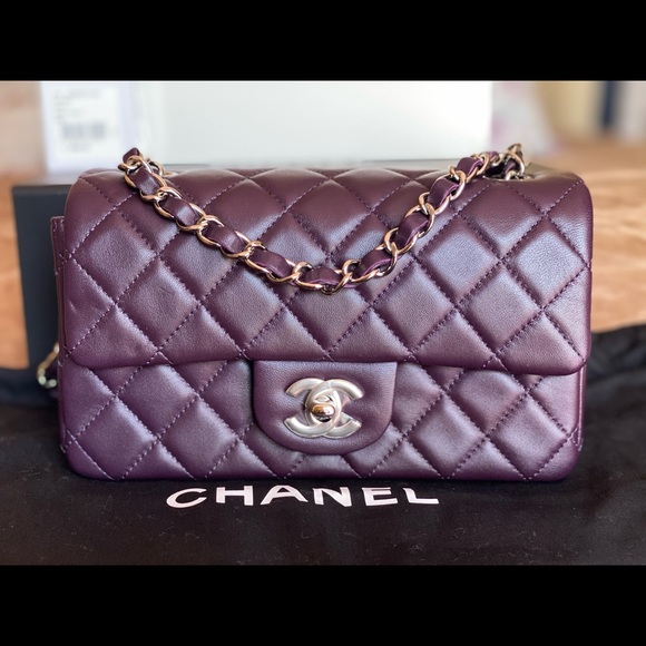 Classic Flap Dark Purple Quilted Rectangular Mini - Picture 3 of 16